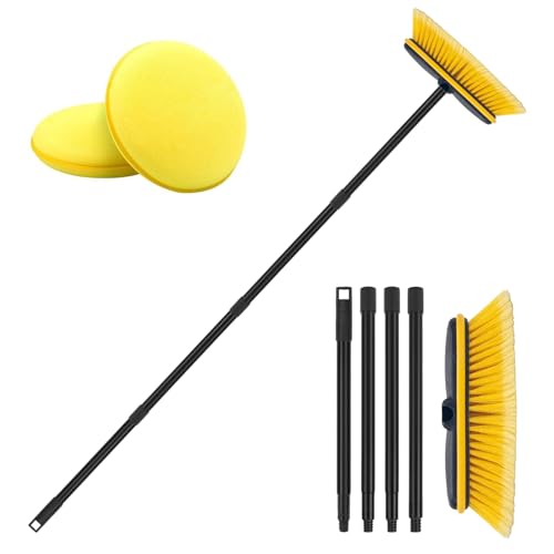 55 Long Handle Car Cleaning Brush,Soft Bristle Scrub Cleaning Mop,Anti Scratch Car Brushs Wash Brush Cleaner for Cars, Vans,RV, Boat,Solar Panel Deck Cleaning Sweep Snow