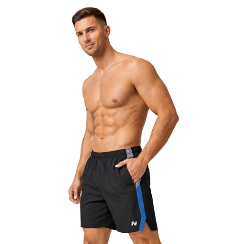 Image of NINQ Mens Shorts Stylish Cross Panel Design with Side Pocket | Gym Wear Shorts | Sports Short for Men Running, Training & Basketball