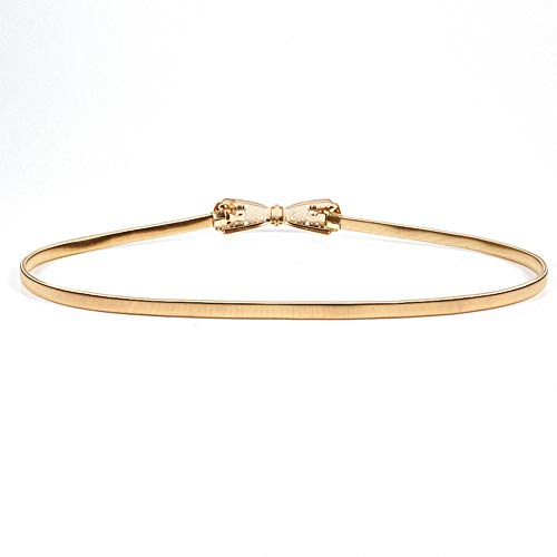 Women Skinny Leather Belt for Adjustable Elastic Thin Cinch Waist Alloy Buckle for Ladies Wedding Dress Decoration Golden3