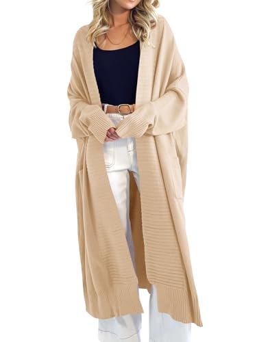 Image of Danedvi Womens Long Cardigan Sweaters 2026 Spring Chunky Knit Oversized Slouchy Open Front Warm Coats with Pockets