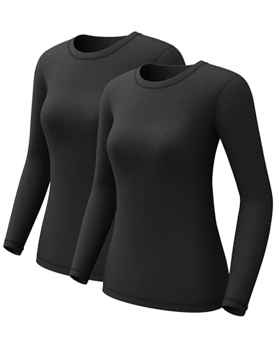 CL convallaria 1 2 4 Pack Women's Thermal Underwear Tops, Women Fleece Lined Long Sleeve Baselayer Shirt for Winter