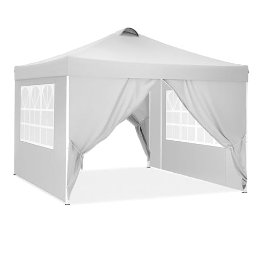 Image of PERGOLA Design 10x10 Heavy Duty 30KG Canopy Tent with Window Side Walls & Curtains | Premium Waterproof Pop Up Gazebo Outdoor Portable Event Shelter for Garden, Terrace & Parties (White)