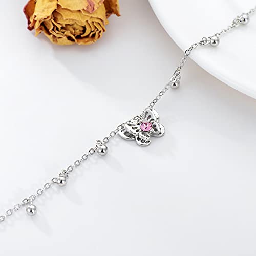 Aoboco Butterfly Anklet 925 Sterling Silver Ankle Bracelet For Women 8-10'' #TOP2