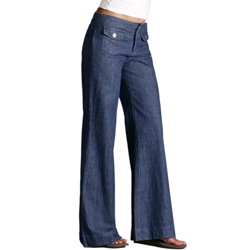 Generic Plus Size Womens Straight Wide Leg Jeans Casual Stretchy Flap Pocket Cargo Denim Pants Trendy Loose Y2k Vintage Pants