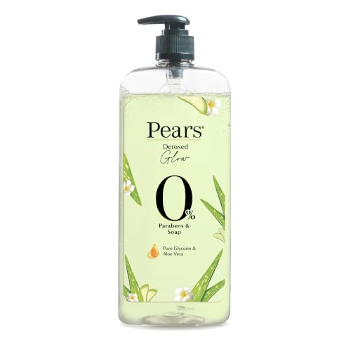 Pears 98% Pure Glycerin Detoxed Glow Body Wash with Aloe Vera and 0% Parabens & Soap for a Detoxed Glow, 750ml