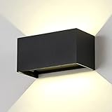 Dr.lazy TOPMO Modern 20W LED Wall Sconces, Aluminum IP65 Waterproof Sconces Wall Lighting, Up and Down Indoor Wall Lamps for Living Room Bedroom Hallway Home Room (Black-Natural White)