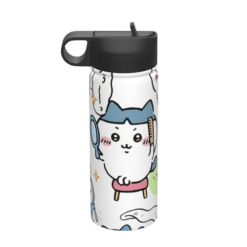 ステンレスカップ ちいかわ ハチワレ コーヒーカップ 車用 タンブラー かわいい 大容量 保温 保冷 真空断熱 蓋付き 水筒 ウォーターボトル 取っ手付き 持ち運びやすい スポーツ アウトドア オフィス 家庭用 車用 男女兼用 誕生日プレゼント 500ml