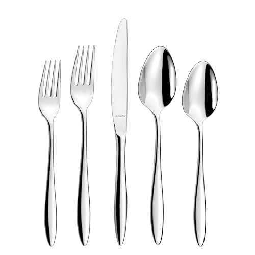 Amefa - Amefa Ariane 20-Piece Flatware, Set for 4 – Stainless Steel Silverware with High-Gloss Mirror Finish, Rust-Resistant Cutlery with Dinner Forks, Knives, Spoons, Salad Forks & Teaspoons for Dining