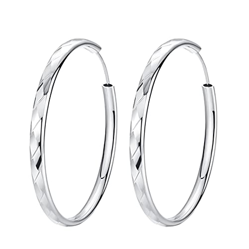 Ms.Swan Groß Creolen Ohrringe Silber für Frauen,Damen,Mädchen Cover