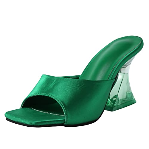 Sandales larges femme vert taille 40 à talon haut décontracté