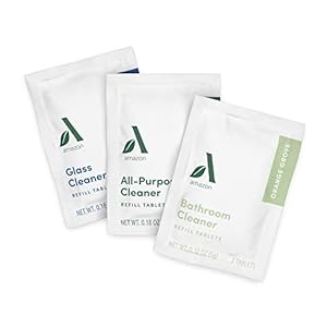 Amazon Aware Variety Cleaners Refills, All-Purpose: Lemon Zest. Bathroom: Orange Grove. Glass: Peppermint., 3 Tablet Sachets (1/Cleaner Type)