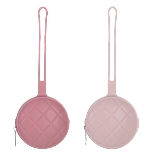 Image of Dirbabi Pacifier Holder Case, Soft Silicone Portable Pacifier Clip and Accessory Pouch for Newborn Baby, BPA Free (Power Rose + Dusty Lilac)