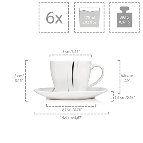 Foto von SÄNGER | Kombiservice Bilgola Black Lines, 36-teiliges Geschirrset für 6 Personen, Teller aus Porzellan in mit Schwarzen Linien | PREMIUM COLLECTION