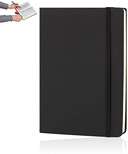 Cuadernos A5, Diario Cuaderno, Notebook A5 Notepad para Office School Inicio Negocio Escritura y Nota Tomar 80GSM Negro Elástico Bloc de Notas