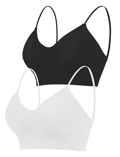 2-6PCS Women's V-Neck Padded Seamless Straps Bralette, Everyday Basic Sleeping Bra, Sports Bras for Women, Sports Bra