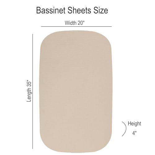 Image of Onacosht Muslin Bassinet Sheets 3 Pack, 35 inchx20 inch, Beige Green and Blue