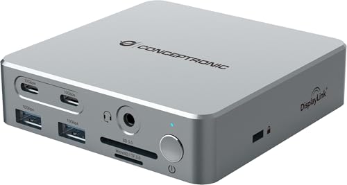 CONCEPTRONIC DONN25G DisplayLink - Base de conexión USB 3.2 Gen 2 (Pantalla Triple, 4K60 Hz), 15 en 1