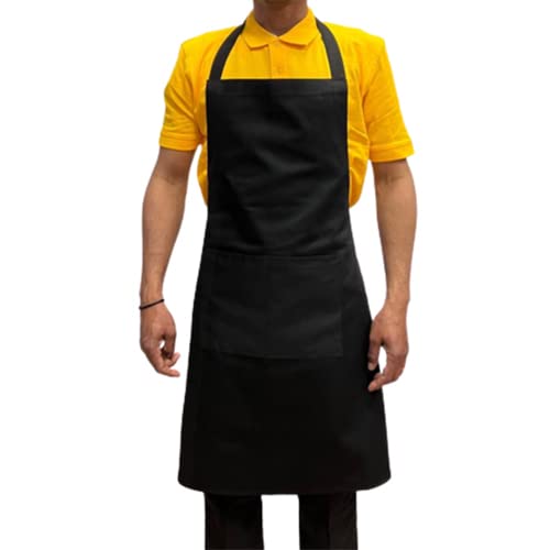 Italbangla Textile Delantal de cocinero unisex, resistente, cómodo con bolsillo frontal, lavable para cocina, bar, restaurante, carnicería y catering