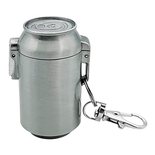 Heiqlay Cenicero de Bolsillo Portátil, Mini Cenicero de Bolsillo a Prueba de Olores Con Tapa y llavero, Ceniceros Portátiles Creativos Para Exterior, Cenicero Exterior, 5.8*4cm, Plata Cover