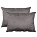 Kopfkissenbezug 2er Pack 40 x 60 cm Velvet Kissenbezug - Kissenhülle Dekokissen Bezug für Kissen Dekokissen aus Velour Grau