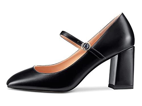 Castamere Ladies Chunky Heel Square-Toe Mary Jane Pumps Strappy Sexy Elegant Pump 3 Inch Heels3