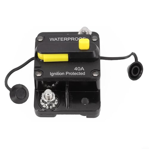 Waterproof Circuit Breaker 12V-48V DC 30-300 Amp Manual Reset Automotive Fuse for Car Boat RV Auto, IP67 Rated Heavy Duty Thermal Trip Breaker（40A）