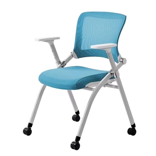 Image of ASerZenith Ergonomic Mesh Back Office Chair With Padded Seat, Wide Armrests, And Wheels For Conferences, Receptions, And Training Rooms,Blue