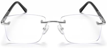 Blue Light Blocking Glasses Men Clear Rimless Rectangle Computer Eyeglasses — 사진 2