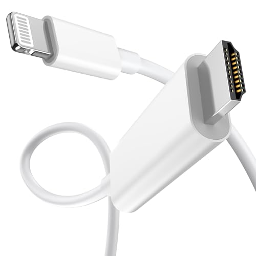 [Apple MFi Certified] Apple Lightning to HDMI Cable Adapter for iPhone to TV, 1080P Lightning to Digital AV Adapter Sync Screen Connector for iPhone 14 13 12 11 Pro Max XS XR X to TV Projector Monitor