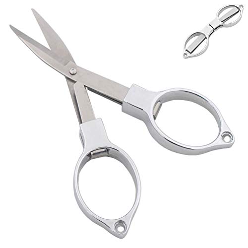 Liangery Small Folding Scissors Portable Mini Scissors Stainless Steel Stretch Travelling Cutting Tool in Silver