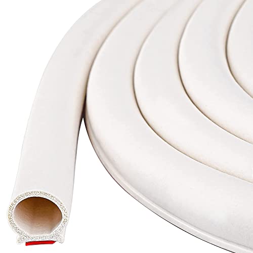 Tintvent Weather Stripping Seal Strip for Doors/Windows 33Feet, Self Adhesive Backing Seals Soundproofing Universal Rubber Weatherstrip, White