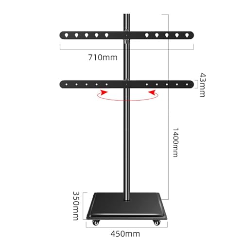 Soporte móvil para TV THEGA, altura ajustable, 23-60 pulg. miniatura 2