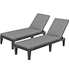 YITAHOME Chaise Lounge Chairs for Outside with Cushion Adjustable Backrest Sturdy Loungers for Patio Poolside Easy Assembly Waterproof Lightweight with 265lbs Weight Capacity Set of 2 Black