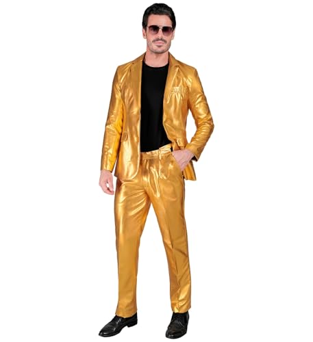 W WIDMANN MILANO Party Fashion – Kostym Mr. Guld, gyllene kostym, jacka och byxor, showman, disco fever, casino temafest, nyårsafton