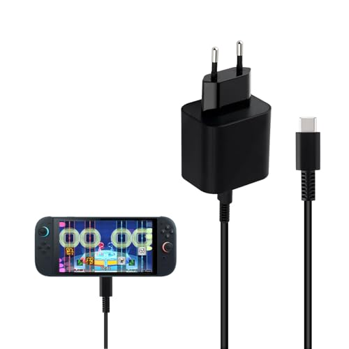 Mcbazel Cargador 60W para Nintendo Switch 2 & 1/OLED/Lite/Steam Deck/Switch Pro/PS5/Xbox Elite Series 2 Controladores,Adaptador de Corriente 1,5M USB-C Cable TV Fuente de Alimentación de Carga Rápida