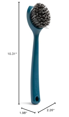 Image of Full Circle Clean Ocean, Heavy Duty Dish Brush, Tough Bristles and Built-in Scraper, Perfect for Cast Iron, Sustainably Made 100% From Recycled Ghost Fishing Nets