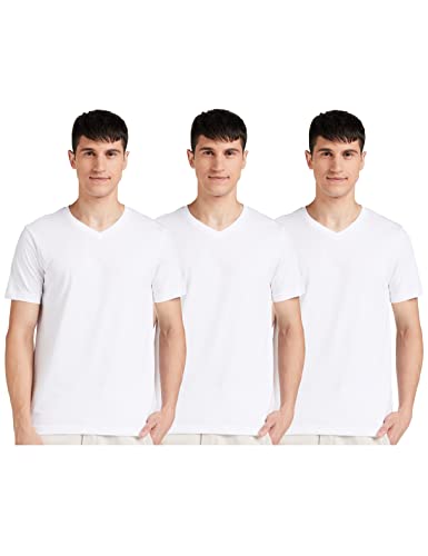 Image of Amazon Brand - Symbol Men Solid Cotton T Shirt | Plain | V Neck | Half Sleeve - Regular Fit | Combo Pack of 3 (Available in Plus Sizes)