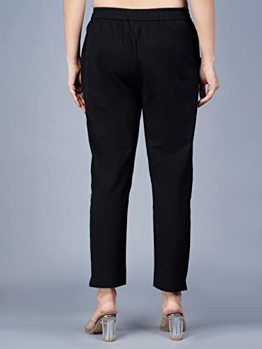 Image of Regular Fit Fully Elastic Waist Ankle Length Premium Cotton Casual Trouser Pant (Combo Pack of 2)