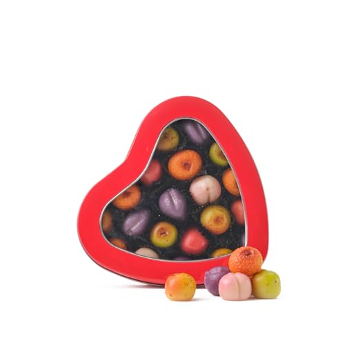Walnut Tree Heart-Shaped Tin Gourmet Marzipan Fruit Gift Handpacked in the UK Great Taste Award Winner Marzipan Luxury Gift Selection Birthday Anniversary 230g