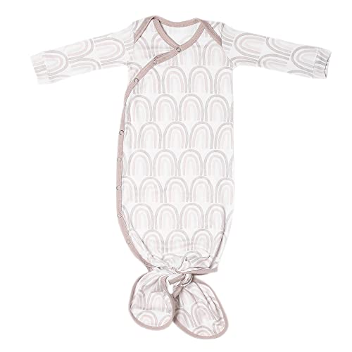 Image of Copper Pearl Baby Gown - Knotted Newborn Sleepers for Baby Girl, Soft Stretchy Long Sleeve Infant Gowns with Bottom Tie and Hand Mittens, Perfect Hospital Coming Home Outfit (Bliss)