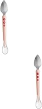 Homoyoyo 2 Peças Raspador De Frutas Colheres De Silicone Para Bebês Colheres De Aço Inoxidável Colher De Silicone Para Alimentação De Bebês Colher De Toranja Para Bebê Conjunto De Caixa De