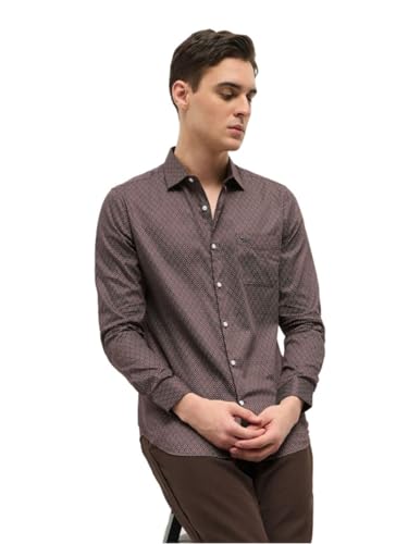 Image of THE BEAR HOUSE Men's Blue Tailored Fit Full Sleeve Cotton Printed Shirt