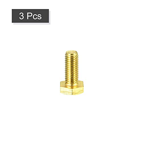 Image of uxcell Brass Hex Bolts, M8x20mm 3pcs Fully Thread Grade 4.8 Solid Brass Hexagon Head Bolt Machine Screws for Machinery