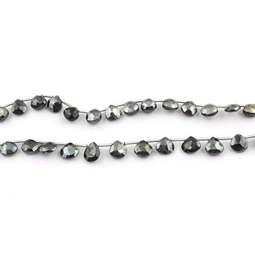 Perles spinelle noir briolette cœur 7mm LKBEADS SB4029 pierre naturelle facettée