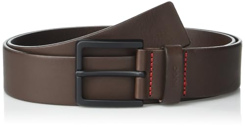 HUGO mens Matte Buckle Smooth Leather Belt