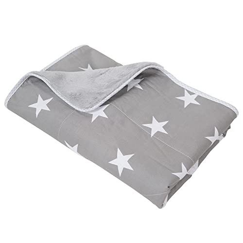 roba Kocyk dla niemowląt Little Stars - 80 x 80 cm - Kocyk do przytulania, pełzania i zabawy - Miękki kocyk dziecięcy dwustronny z motywem gwiazdek z bawełny/pluszu - Szary/Biały