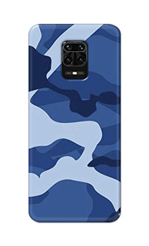 Image of Printed Hard Back Cover Case for Mi Redmi Note 9 Pro | Mi Note 9 Pro Max Back Cover (Army Blue Pattern) -702