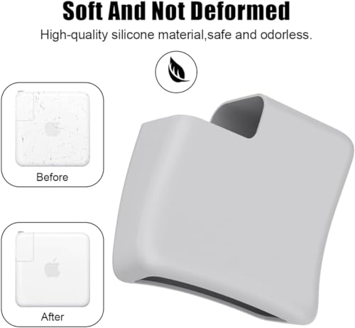 Image of Techmount Silicone Protective Cover with Silver Data Cable Potector Compatible with 29W /30W /35W MacBook Adapter Compatible with MacBook Air M2 M1 13 inch Models A2681 A2337 A2179 2020 (ONLY Cover)