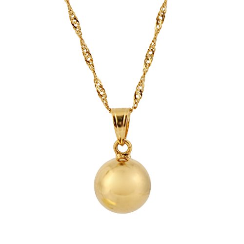 Gold 12mm Ball Pendant Necklace 24k Gold Fine Sphere...
