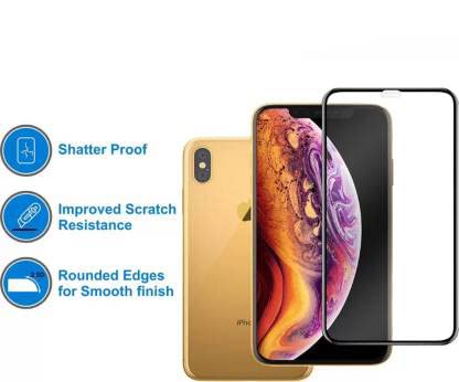 Image of Tempered Glass Screen Protector Compatible for Name with Edge to Edge Coverage and Easy Installation Kit, Pack of 1, Black (iPhone XS MAX /11 PRO MAX)